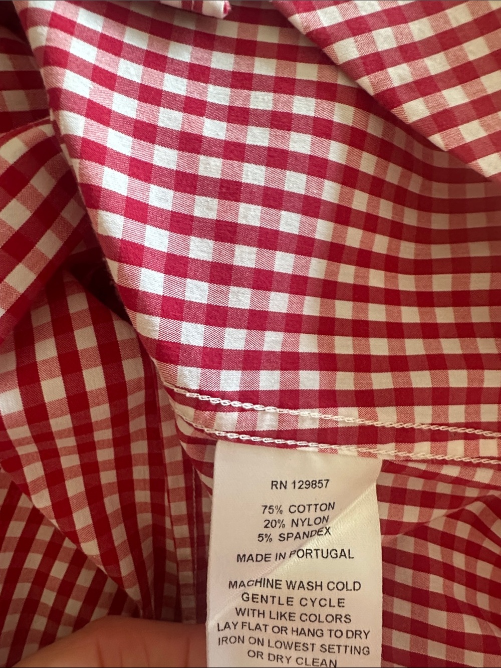The Shirt by Rochelle Behrens Icon Shirt Long Sleeve Red Check Gingham Sz Large - Picture 8 of 8